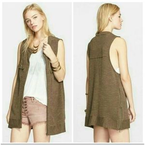 Free People Highway Slub Knit Olive Green Sweater Vest